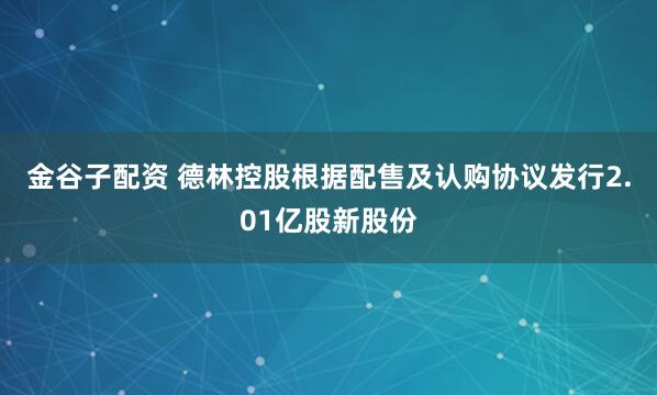 金谷子配资 德林控股根据配售及认购协议发行2.01亿股新股份